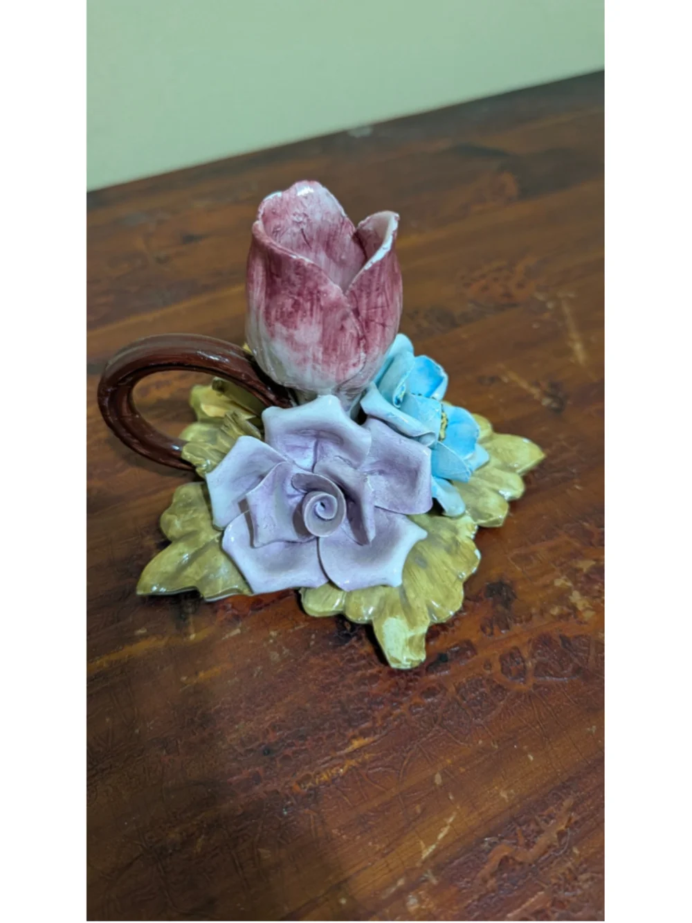 Floral Ceramic Capodimonte Candle Holder One Size Multicolor in